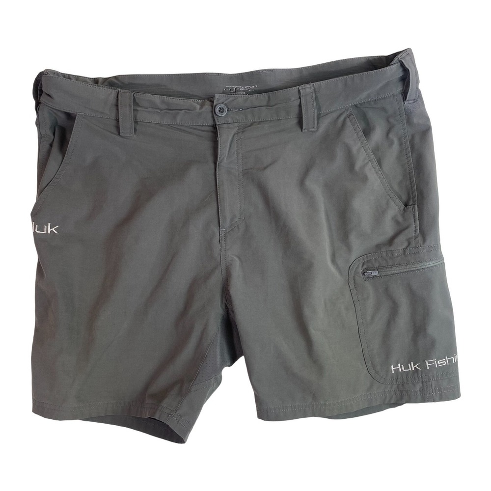 Huk Fishing Cargo Shorts Level Mens Size 42 Camping Hiking Gray Performance